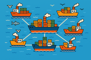 An AI-generated network of ships! (Created with Microsoft Copilot)